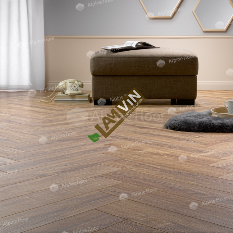 Ламинат Alpine Floor Herringbone 12 BR Balearic oak 622, класс 33, толщина 12 мм, коричневый